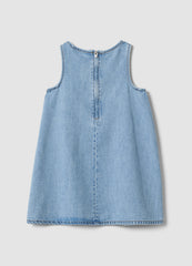 OVS Girls’ Light Blue Denim Sleeveless Dress In Cotton Blend, Oversized Fit