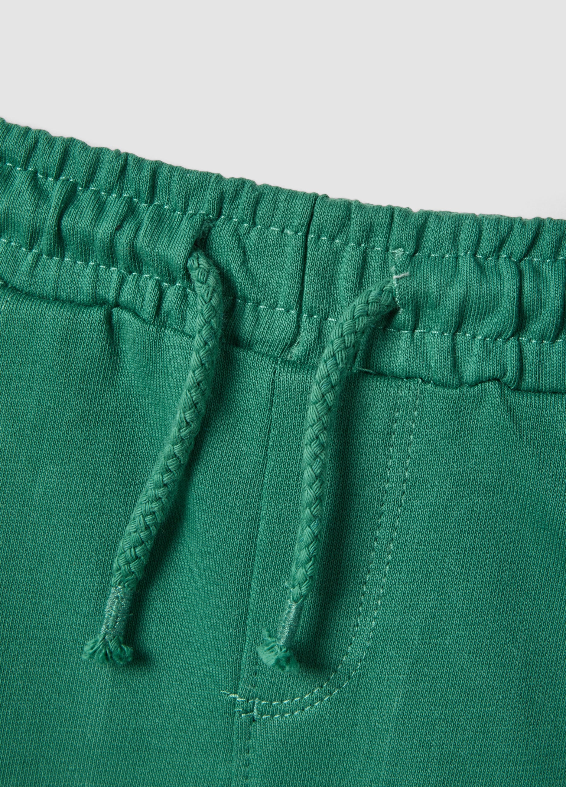 OVS Green Pure Cotton Shorts With Elasticated Waist