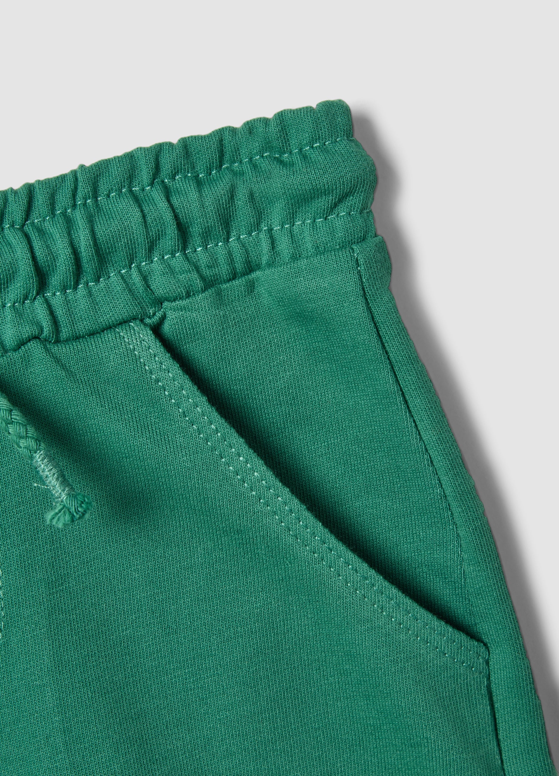 OVS Green Pure Cotton Shorts With Elasticated Waist