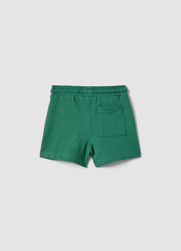 OVS Green Pure Cotton Shorts With Elasticated Waist