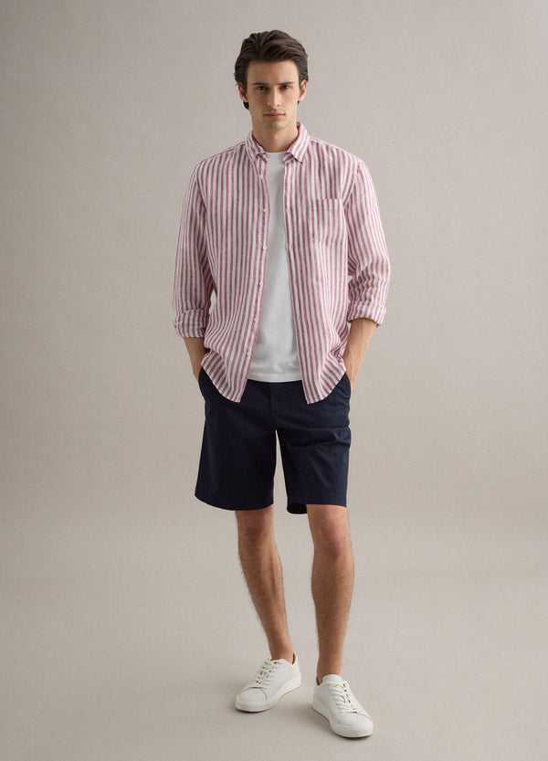 OVS Blue Stretch Cotton Chino Shorts, Regular Fit