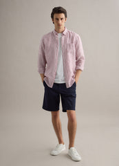 OVS Blue Stretch Cotton Chino Shorts, Regular Fit