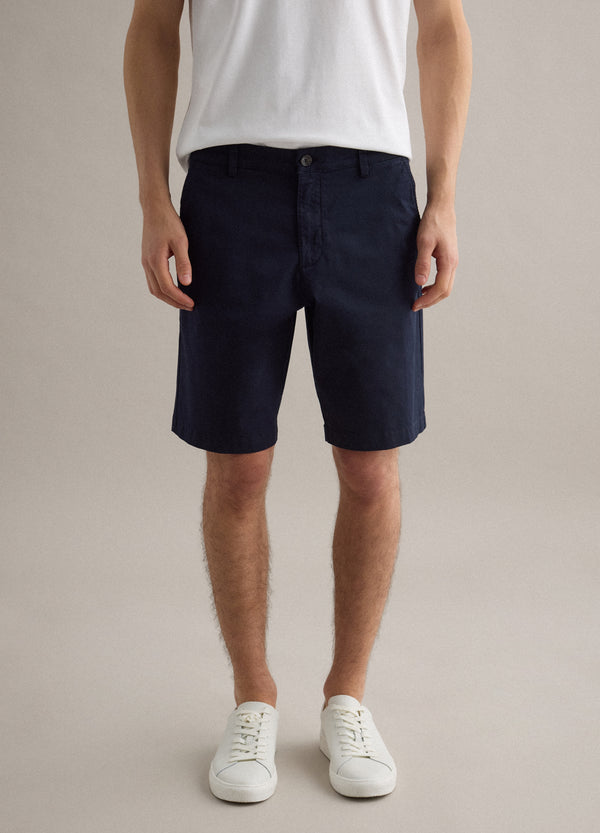 OVS Blue Stretch Cotton Chino Shorts, Regular Fit