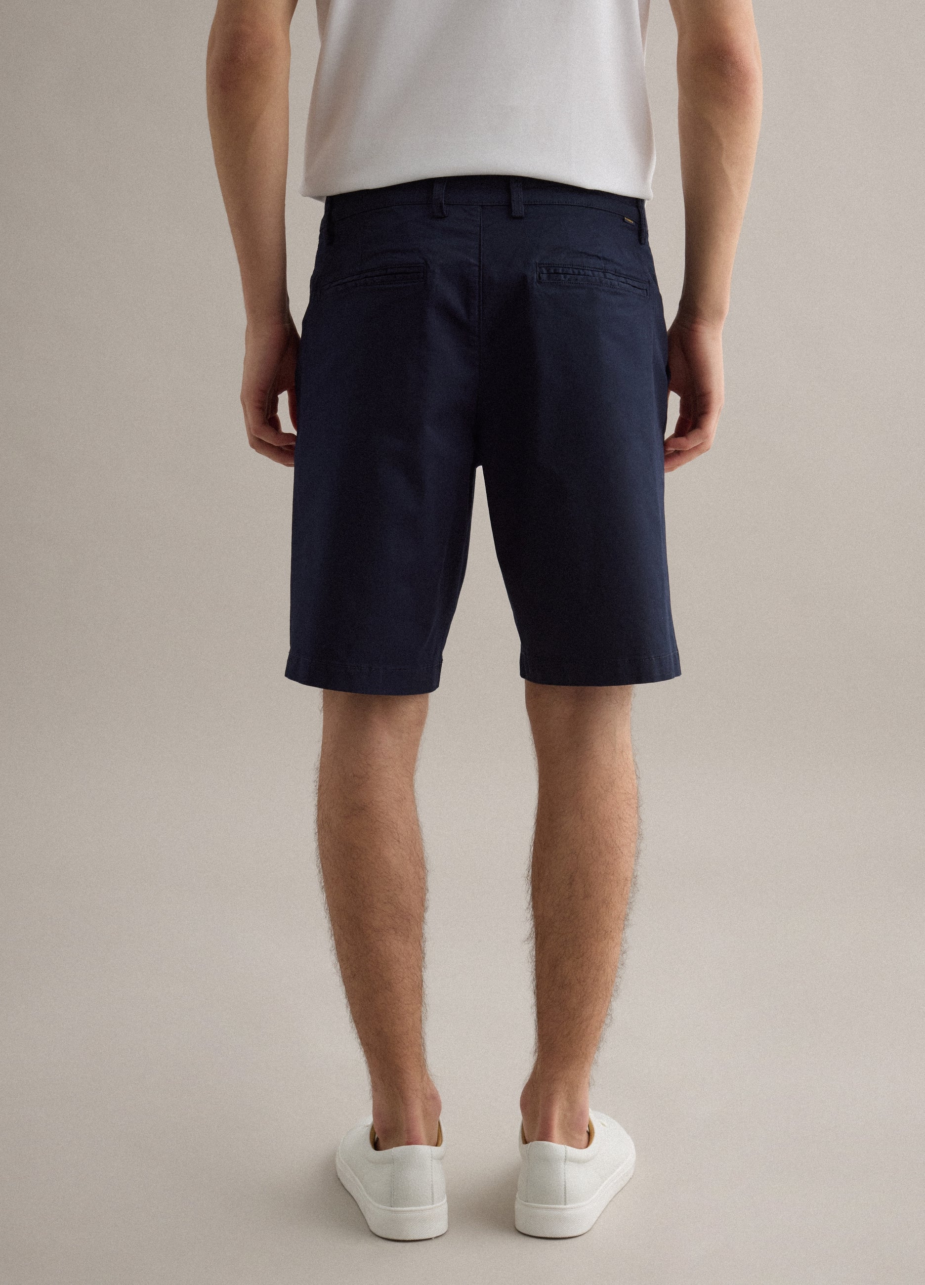 OVS Blue Stretch Cotton Chino Shorts, Regular Fit