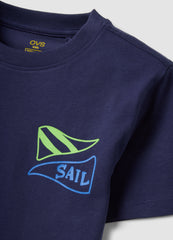 OVS Blue Pure Cotton Boys’ T-Shirt With Sailing Print