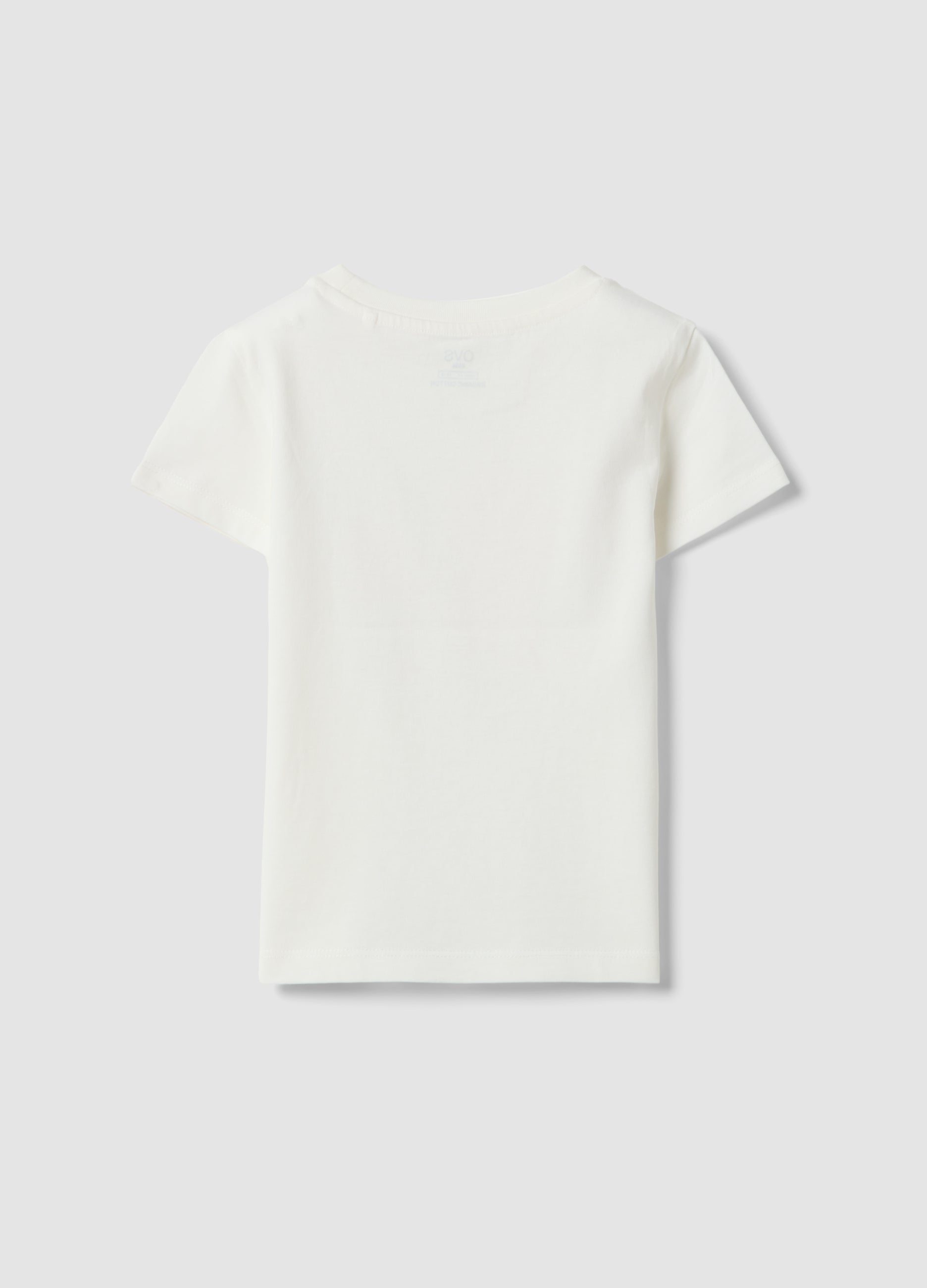 OVS White Girls’ T-Shirt In Pure Organic Cotton With Print And Glitter