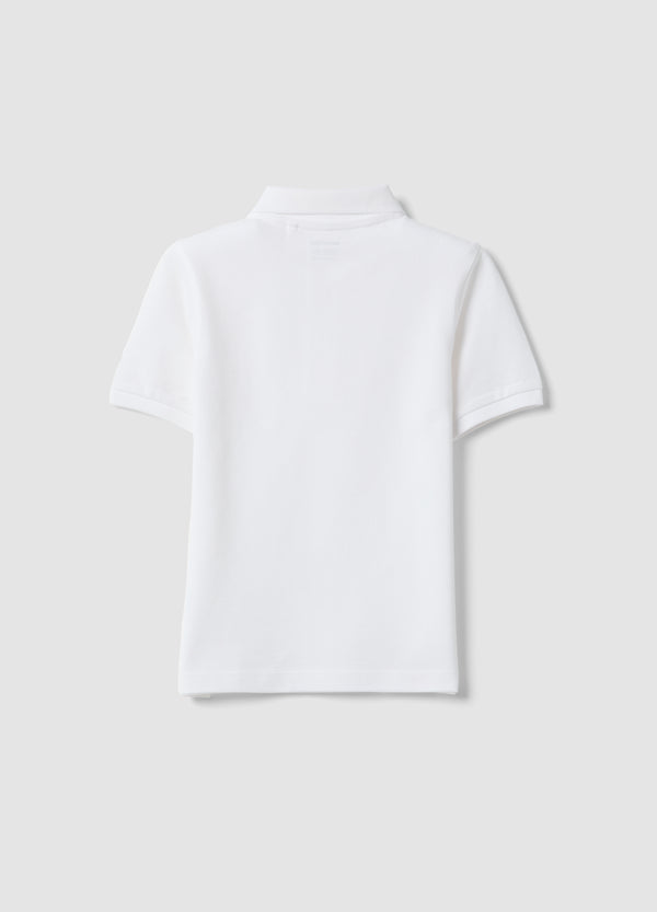 OVS Boys’ White Organic Cotton Polo Shirt, Regular Fit