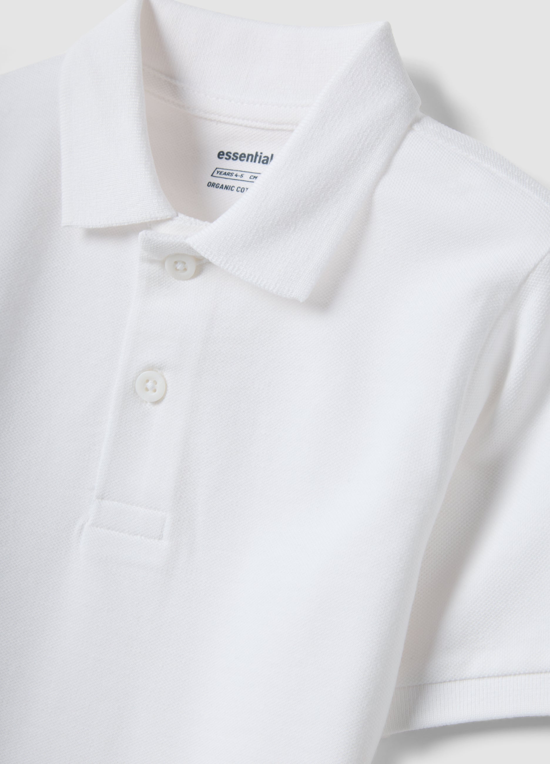 OVS Boys’ White Organic Cotton Polo Shirt, Regular Fit