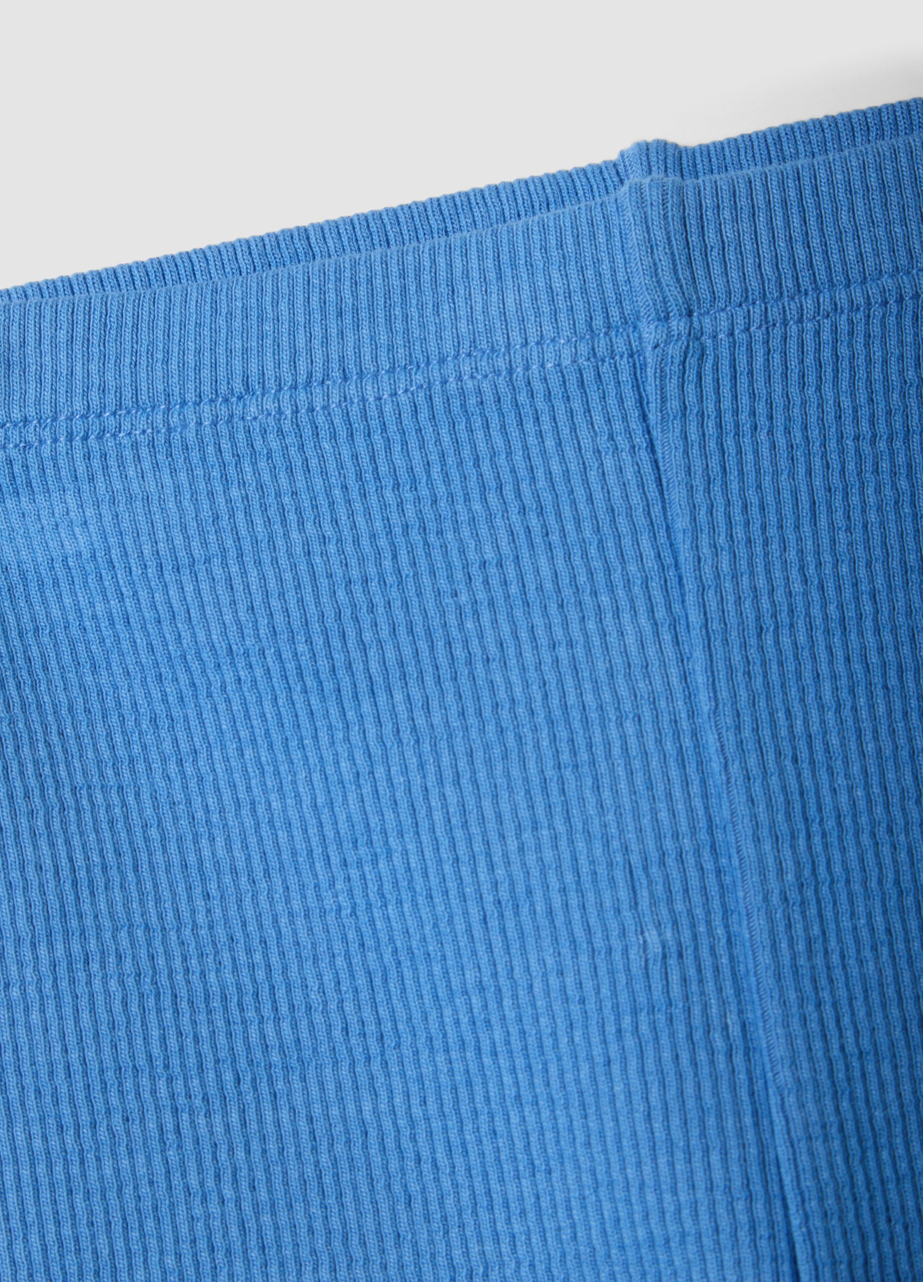 OVS Blue Ribbed Stretch-Cotton Shorts For Baby Girls, Regular Fit