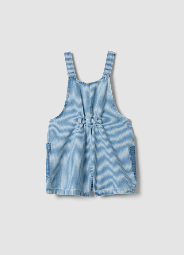 OVS Girls’ Cotton-Lyocell Denim Dungarees With Embroidered Details