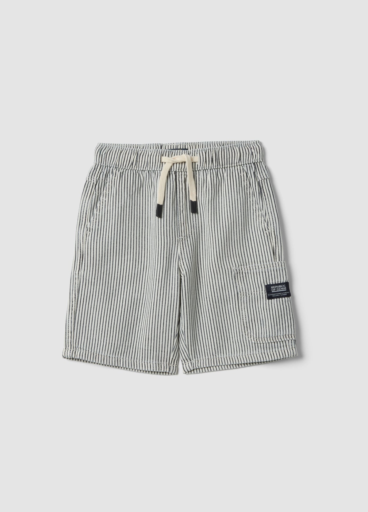 OVS Boys’ Regular-Fit Pure Cotton Multicolour Striped Cargo Shorts