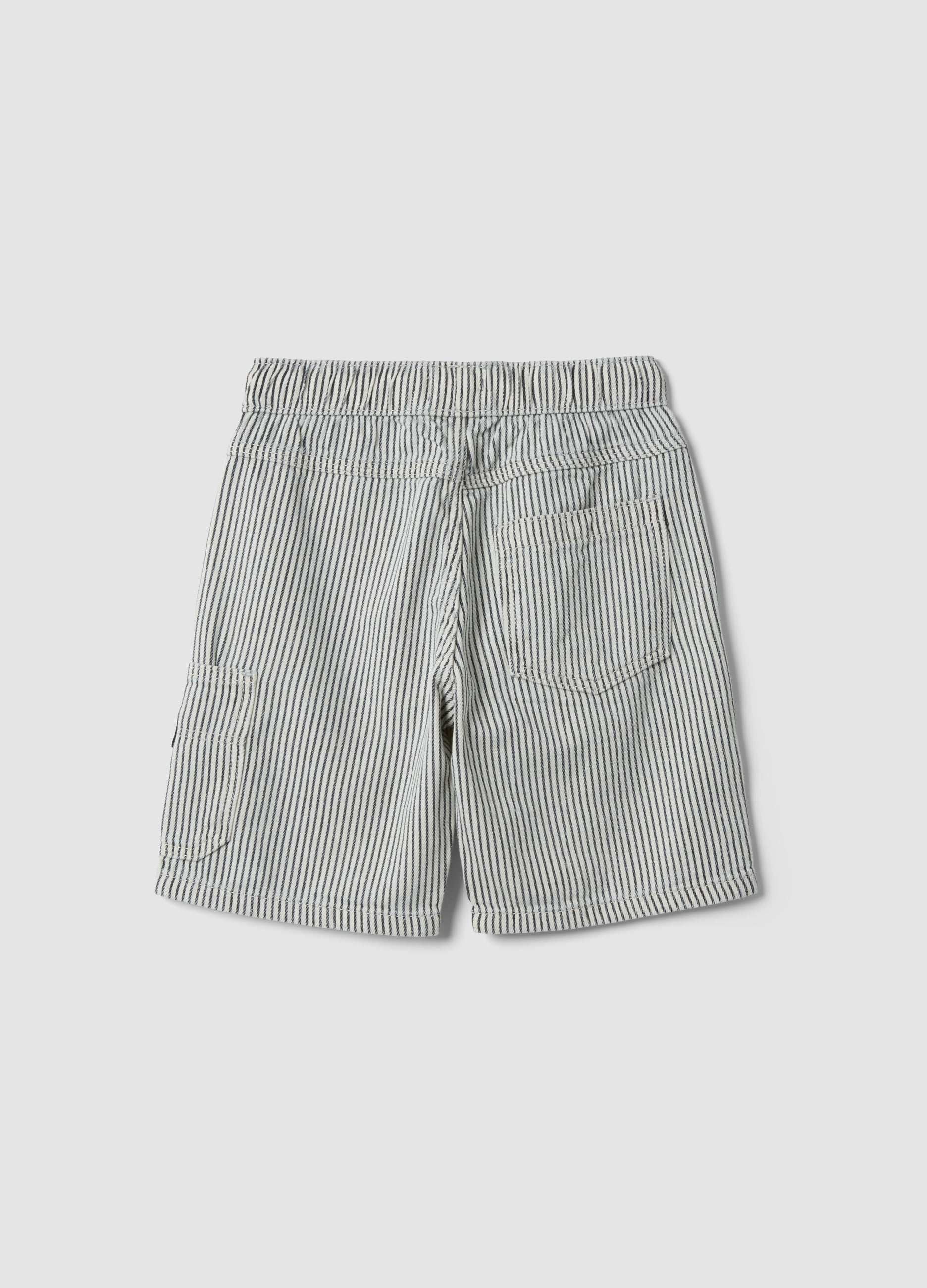 OVS Boys’ Regular-Fit Pure Cotton Multicolour Striped Cargo Shorts