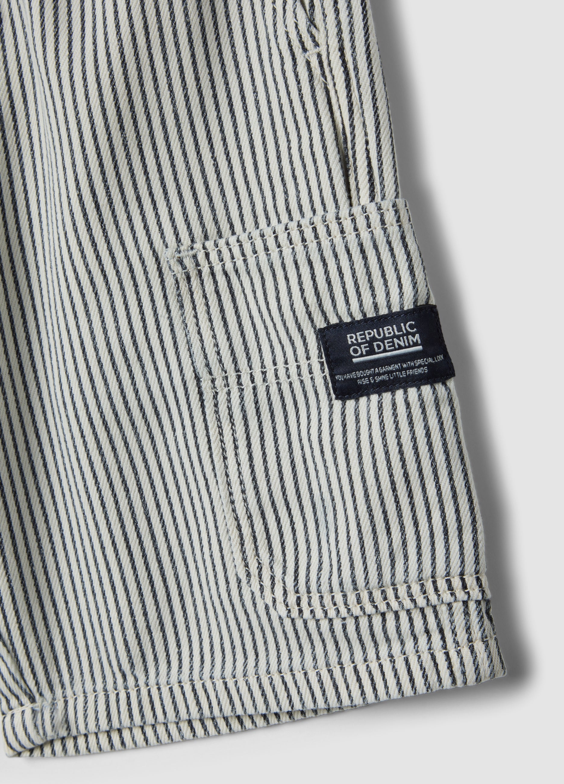 OVS Boys’ Regular-Fit Pure Cotton Multicolour Striped Cargo Shorts
