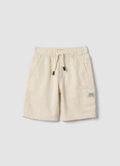 OVS Boys’ White Pure Cotton Cargo Shorts With Drawstring, Regular Fit