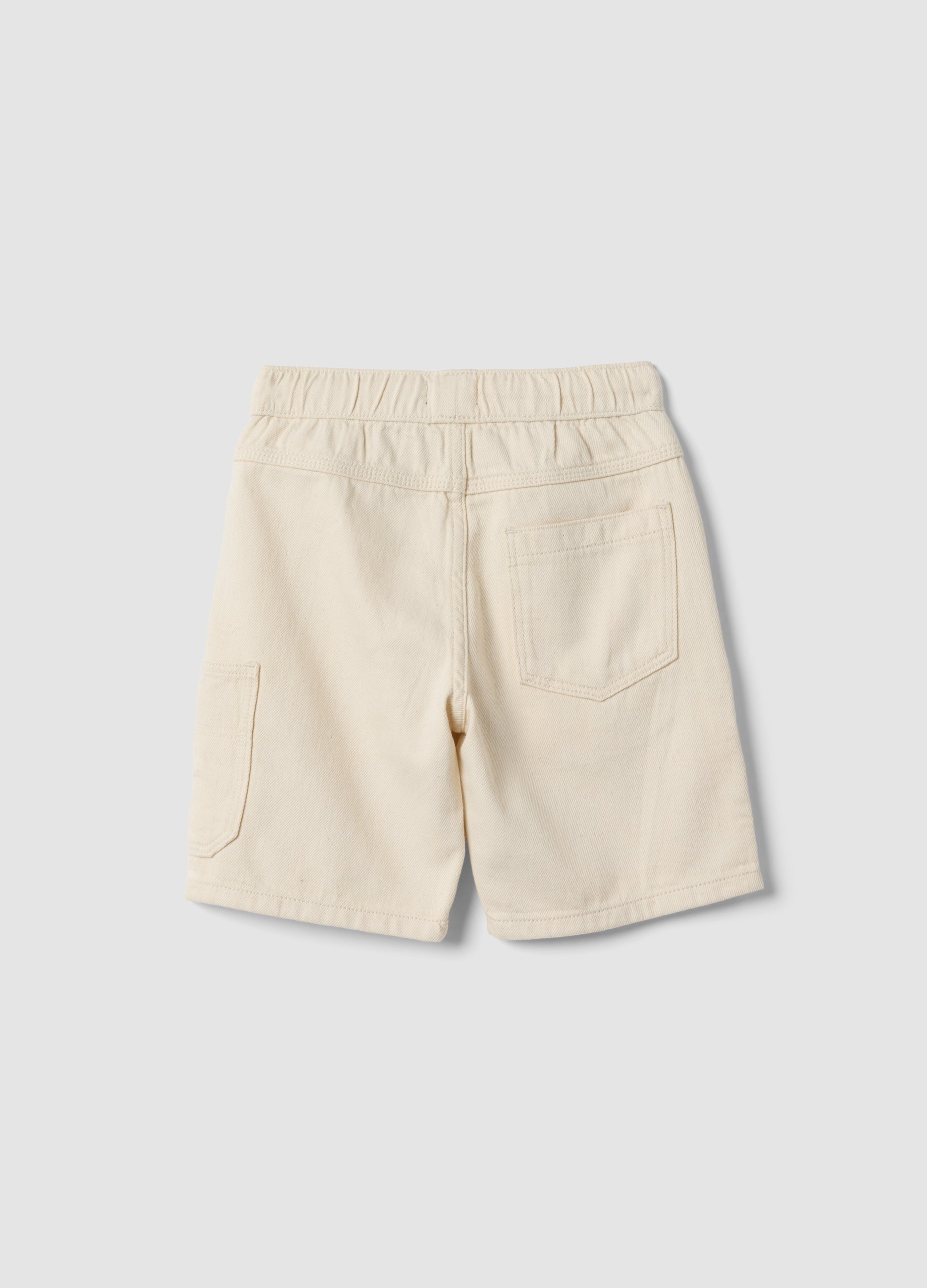 OVS Boys’ White Pure Cotton Cargo Shorts With Drawstring, Regular Fit
