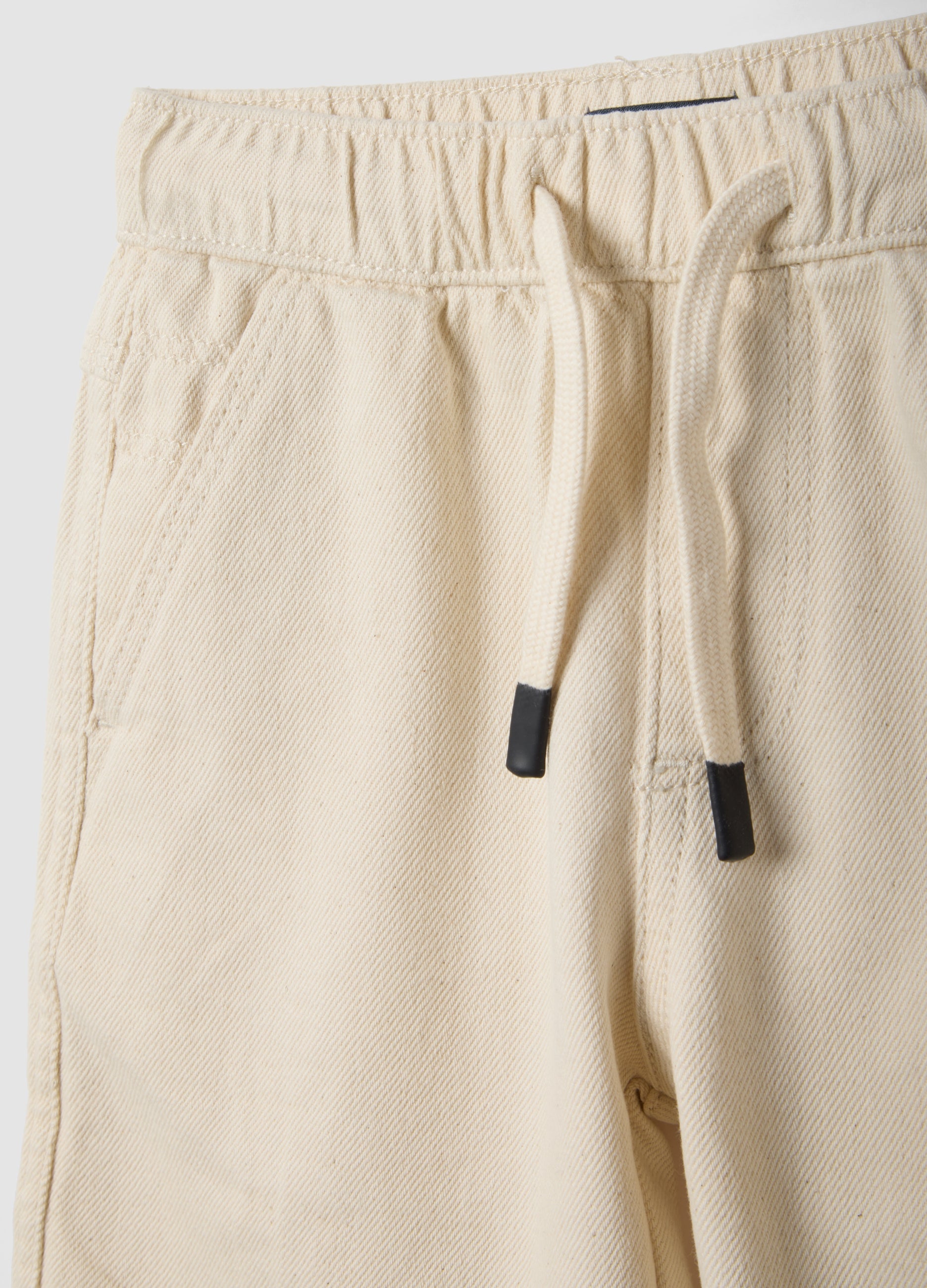 OVS Boys’ White Pure Cotton Cargo Shorts With Drawstring, Regular Fit