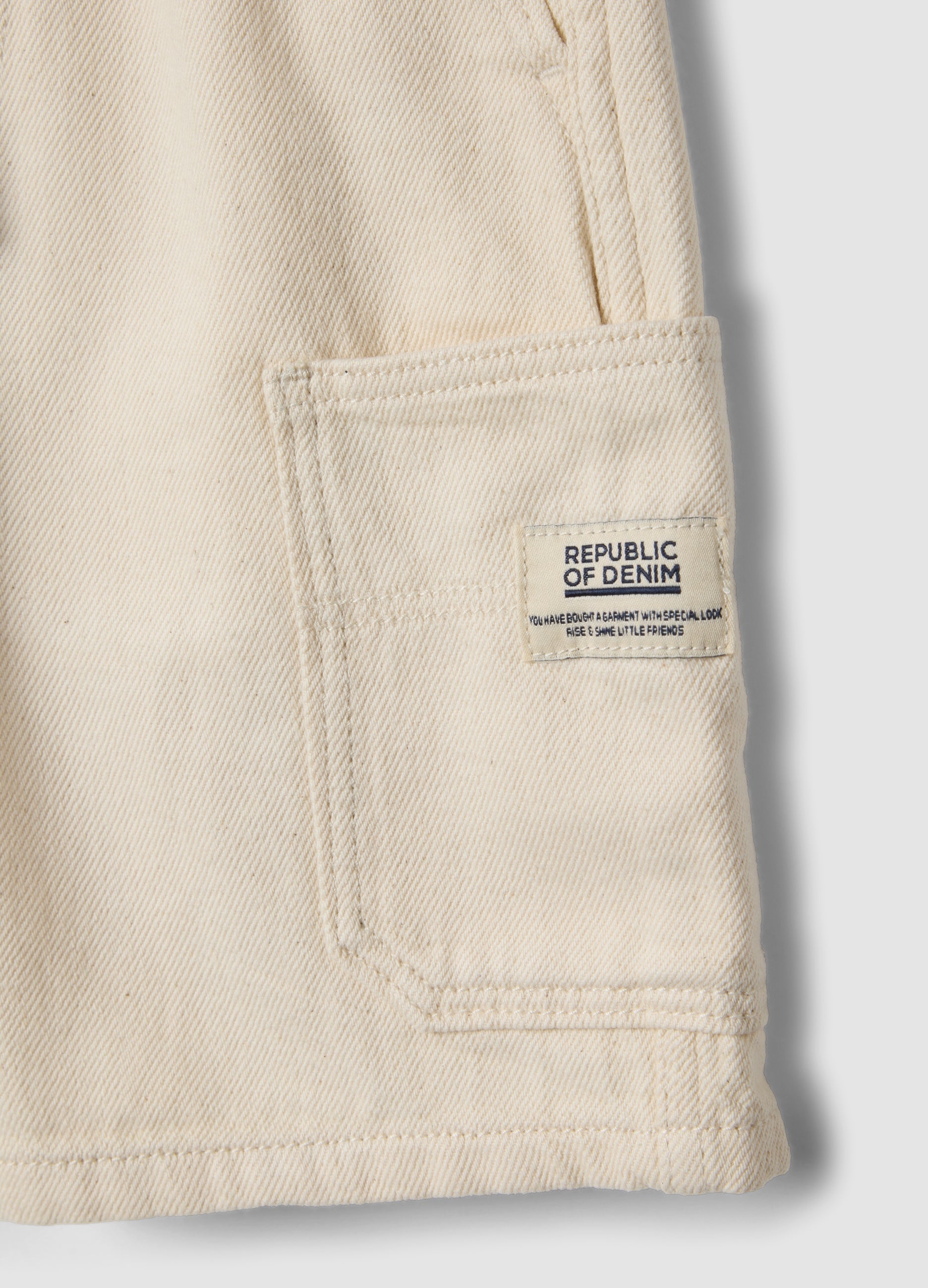 OVS Boys’ White Pure Cotton Cargo Shorts With Drawstring, Regular Fit