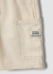 OVS Boys’ White Pure Cotton Cargo Shorts With Drawstring, Regular Fit