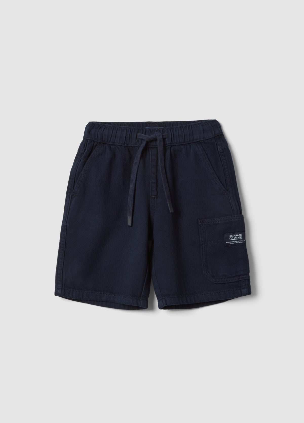 OVS Boys' Blue Pure Cotton Cargo Shorts With Drawstring, Regular Fit