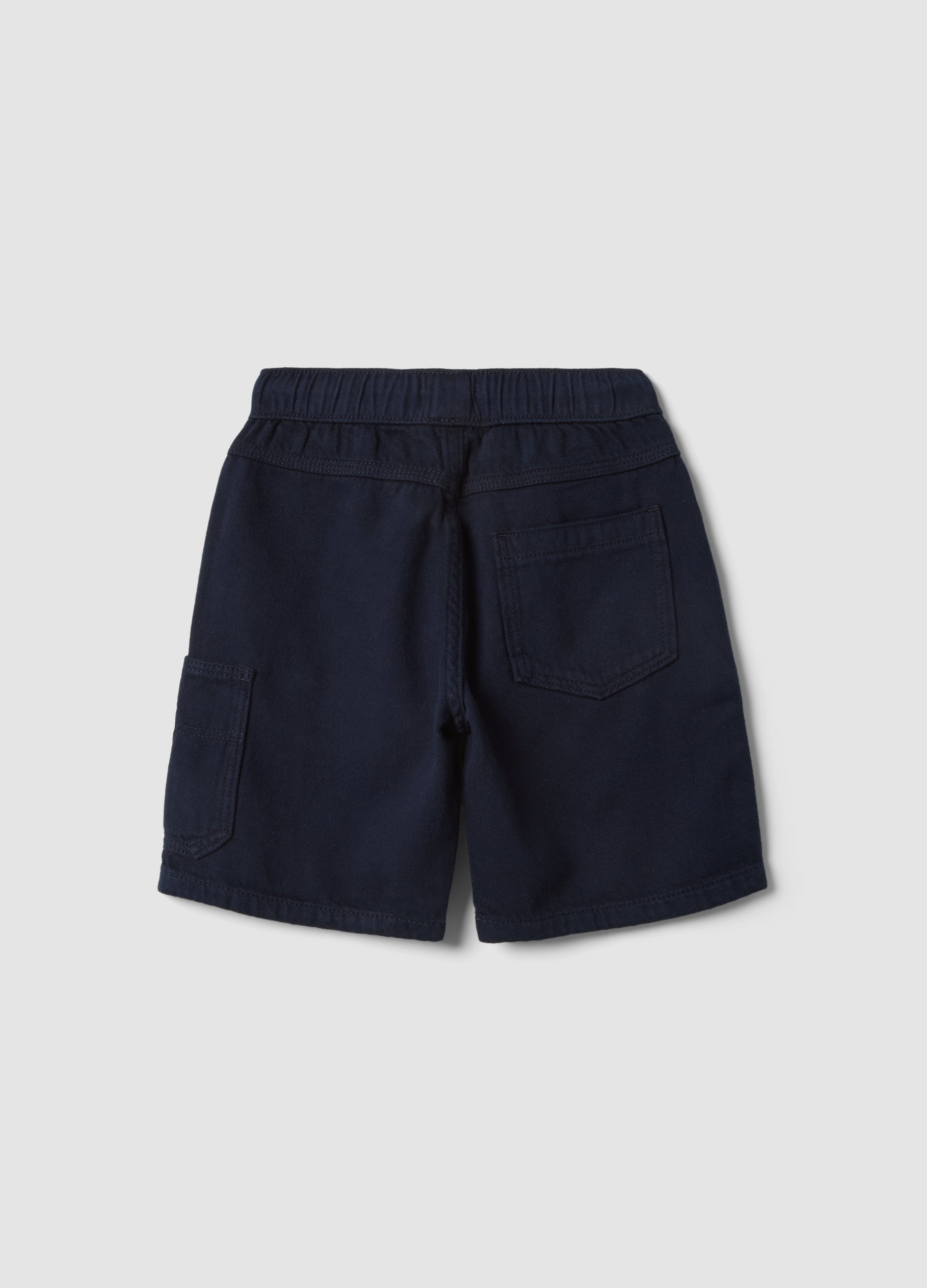 OVS Boys' Blue Pure Cotton Cargo Shorts With Drawstring, Regular Fit