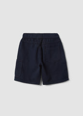 OVS Boys' Blue Pure Cotton Cargo Shorts With Drawstring, Regular Fit