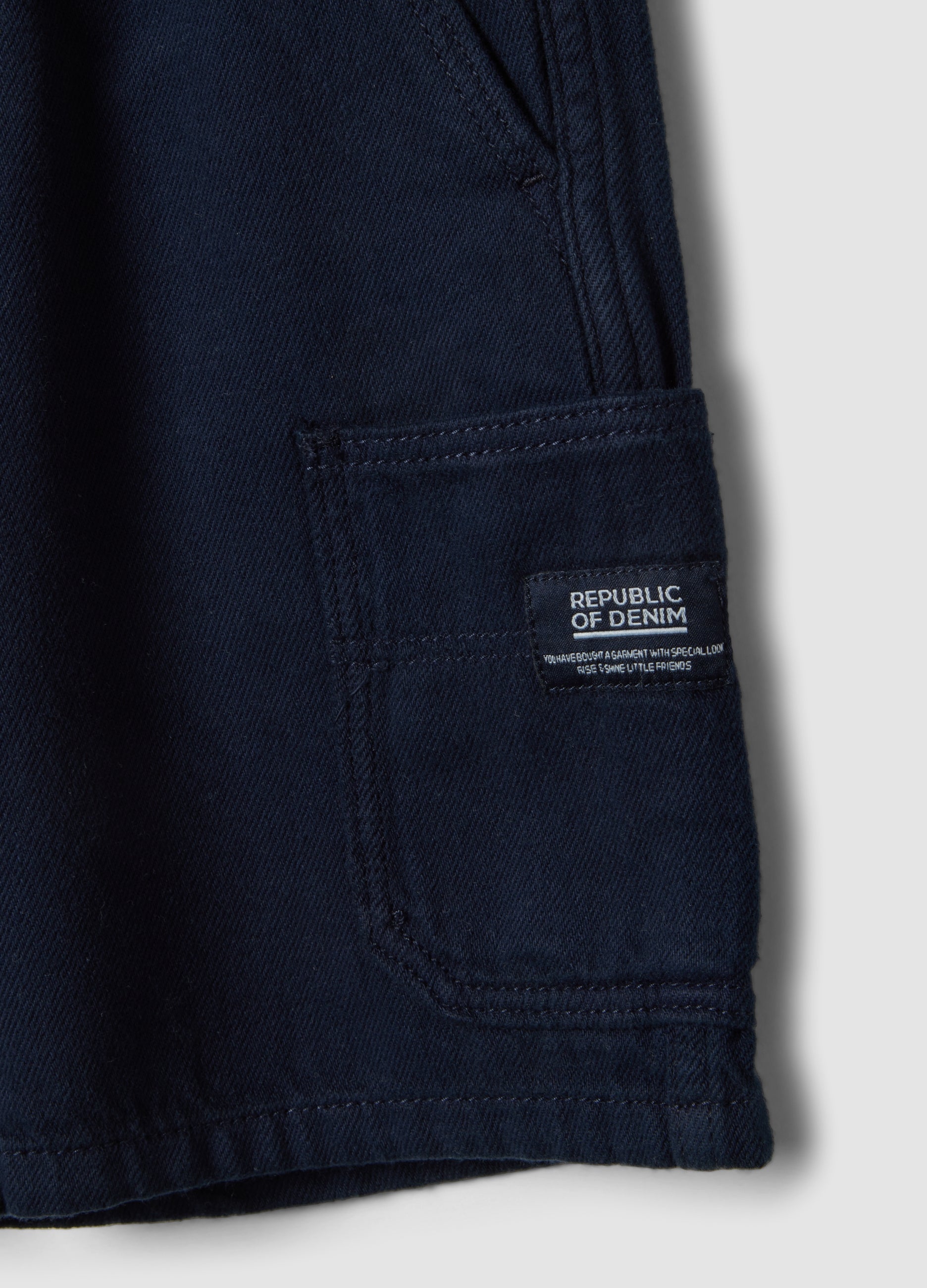 OVS Boys' Blue Pure Cotton Cargo Shorts With Drawstring, Regular Fit