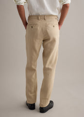 OVS Beige Pure Linen Chino Trousers, Regular Fit