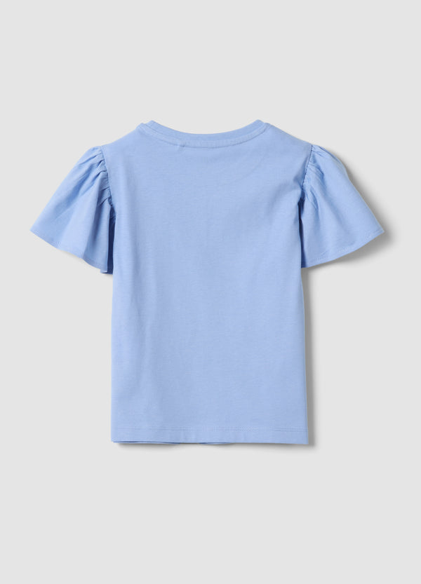 OVS Girls Light Blue Pure Cotton Regular-Fit T-Shirt With Star
