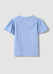 OVS Girls Light Blue Pure Cotton Regular-Fit T-Shirt With Star