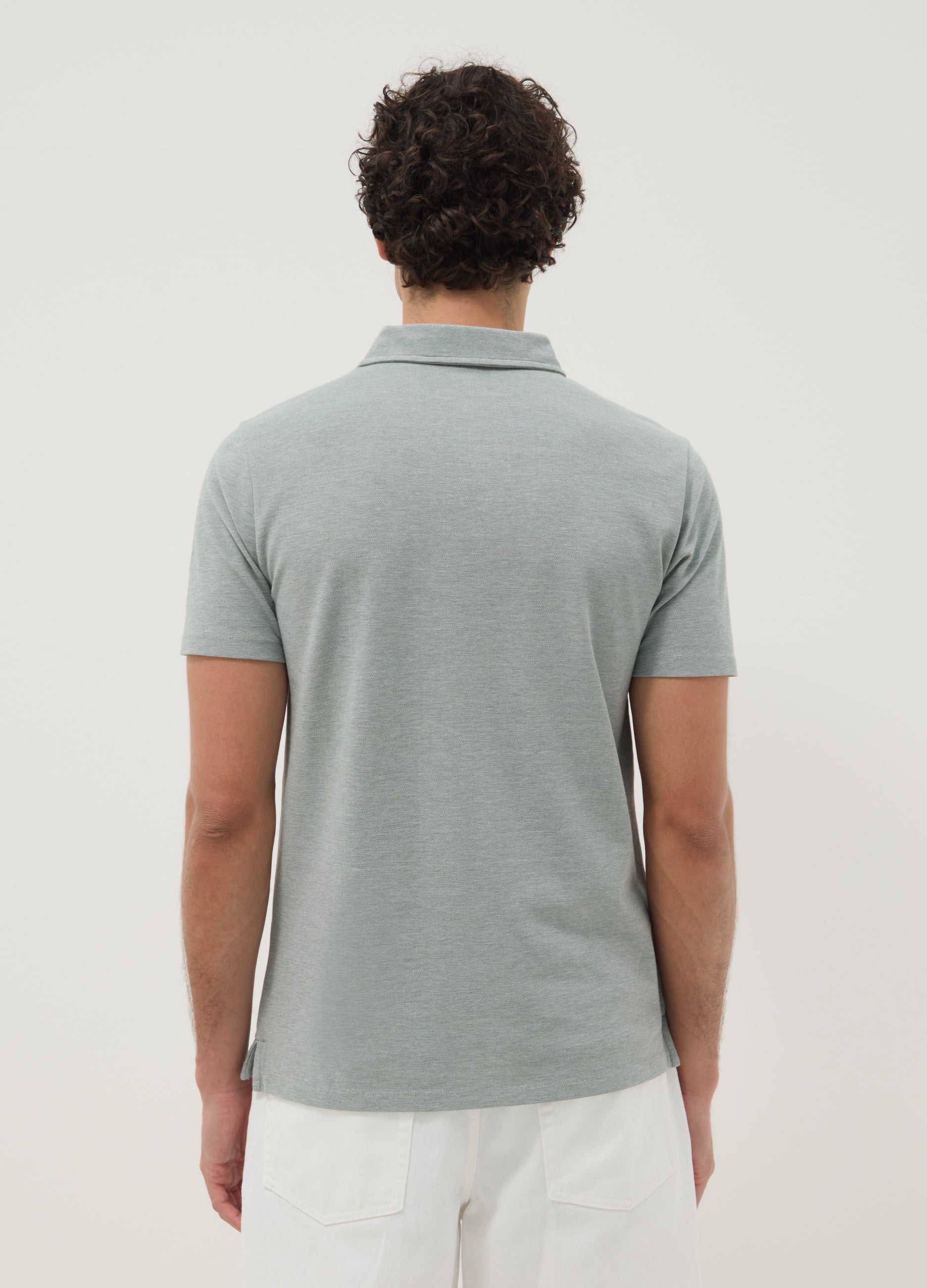 OVS Grey Short-Sleeved Polo Shirt In Pure Cotton