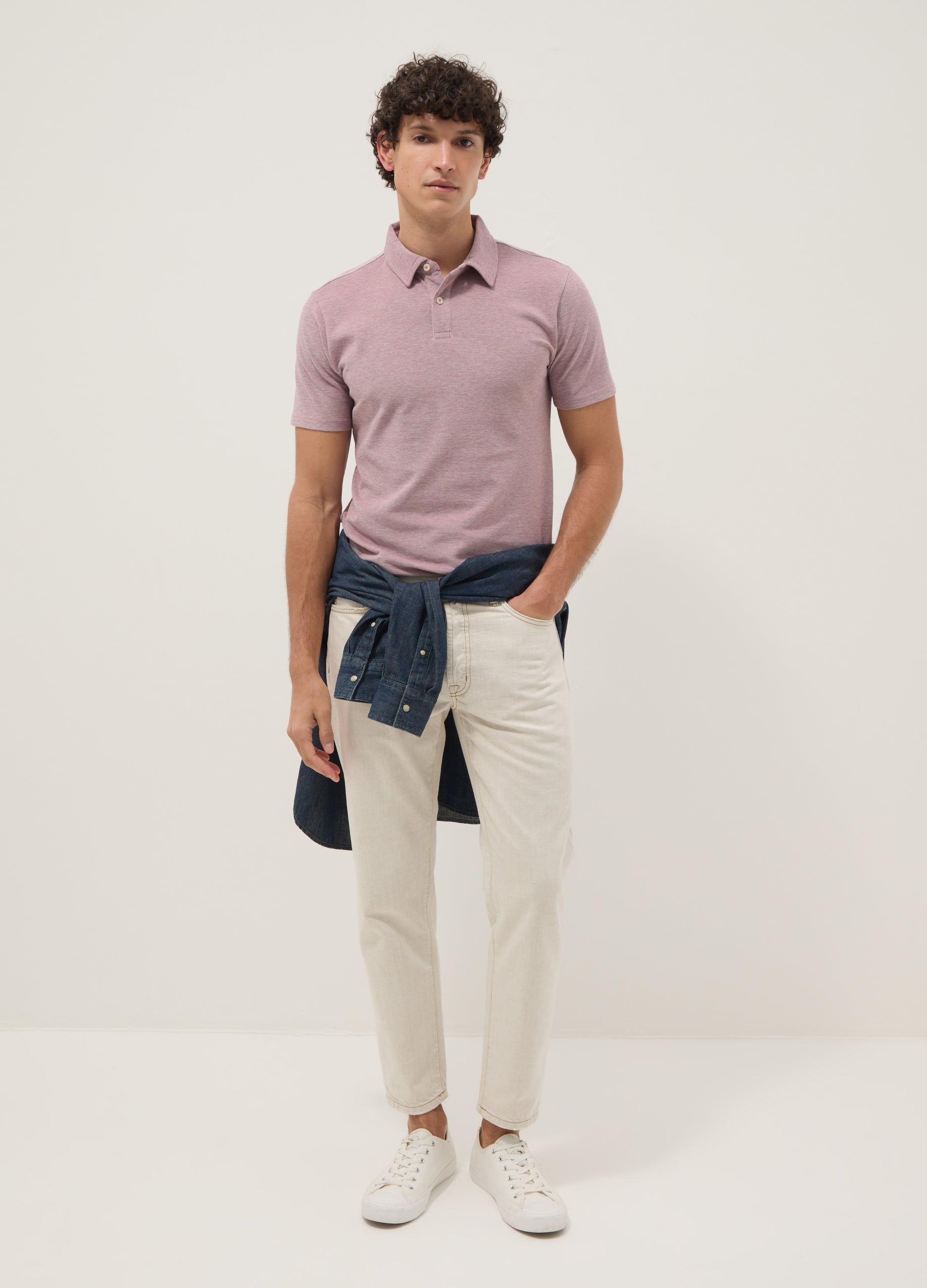 OVS Pink Short-Sleeve Polo Shirt In Pure Cotton