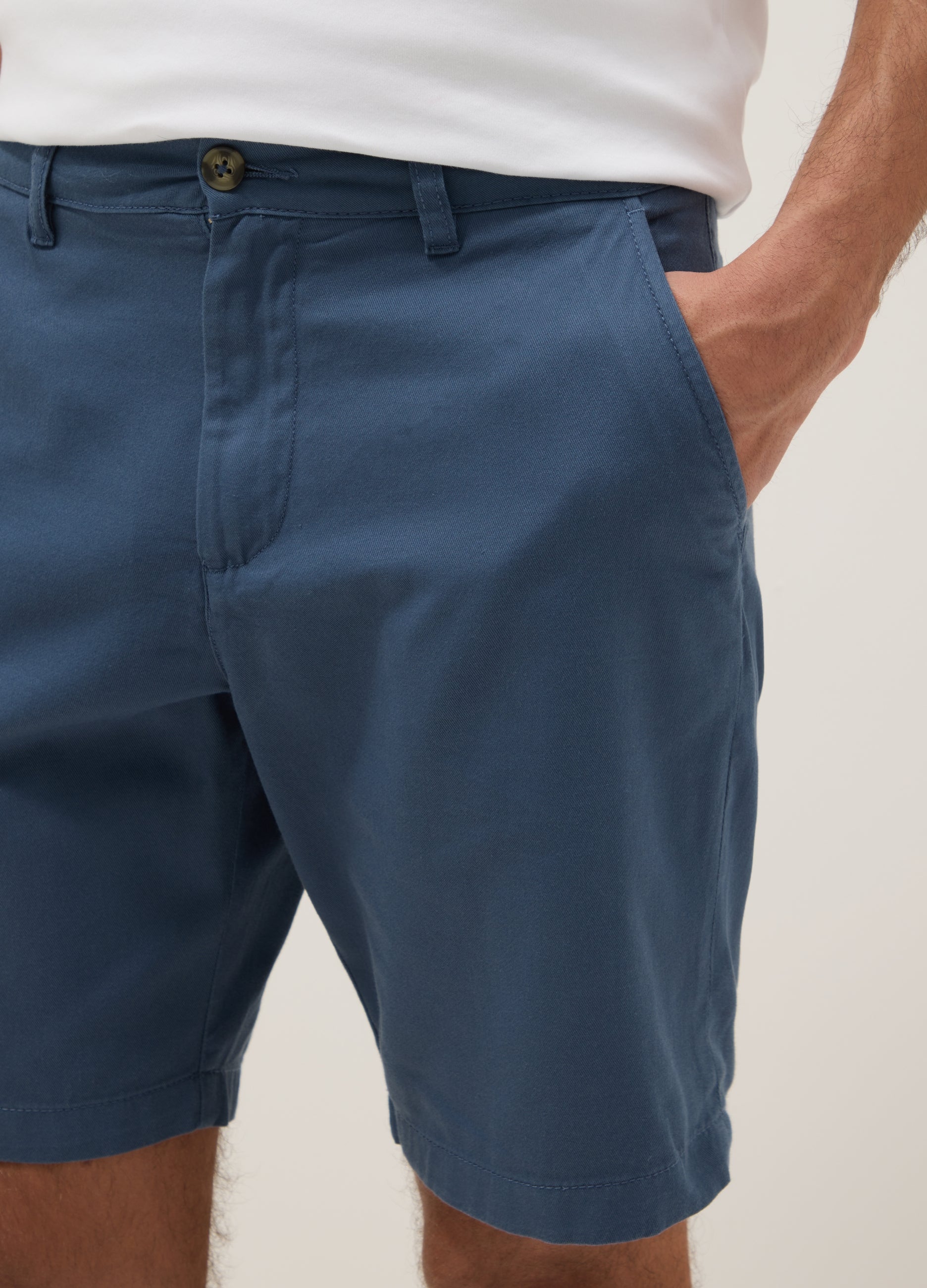 OVS Blue Regular-Fit Pure Cotton Chino Bermuda Shorts