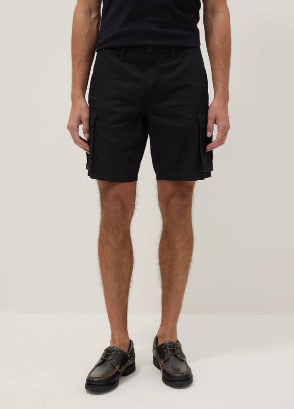 OVS Black Pure Cotton Cargo Shorts, Regular Fit