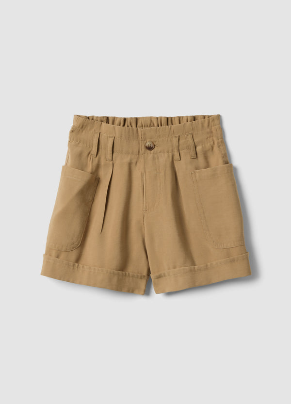 OVS Beige Modal-Blend Shorts With Elasticated Paper-Bag Waist