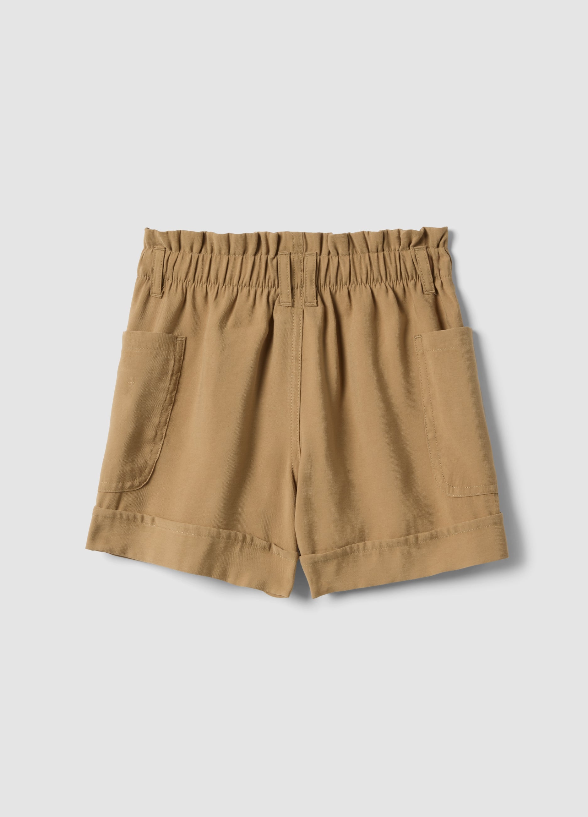 OVS Beige Modal-Blend Shorts With Elasticated Paper-Bag Waist