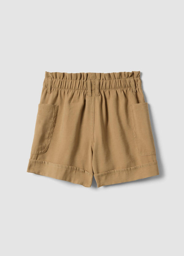 OVS Beige Modal-Blend Shorts With Elasticated Paper-Bag Waist