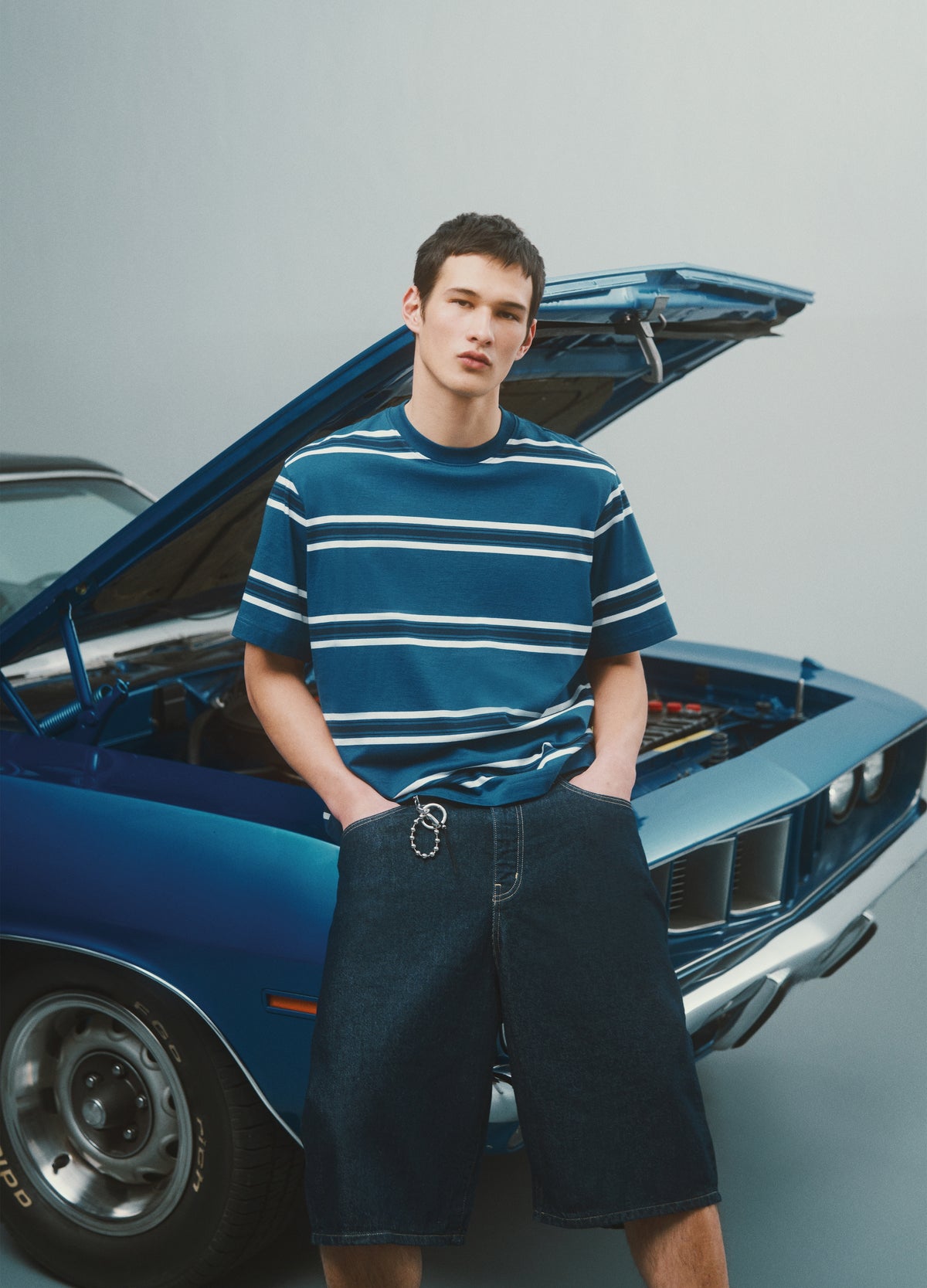 OVS Blue Striped Pure Cotton T-Shirt