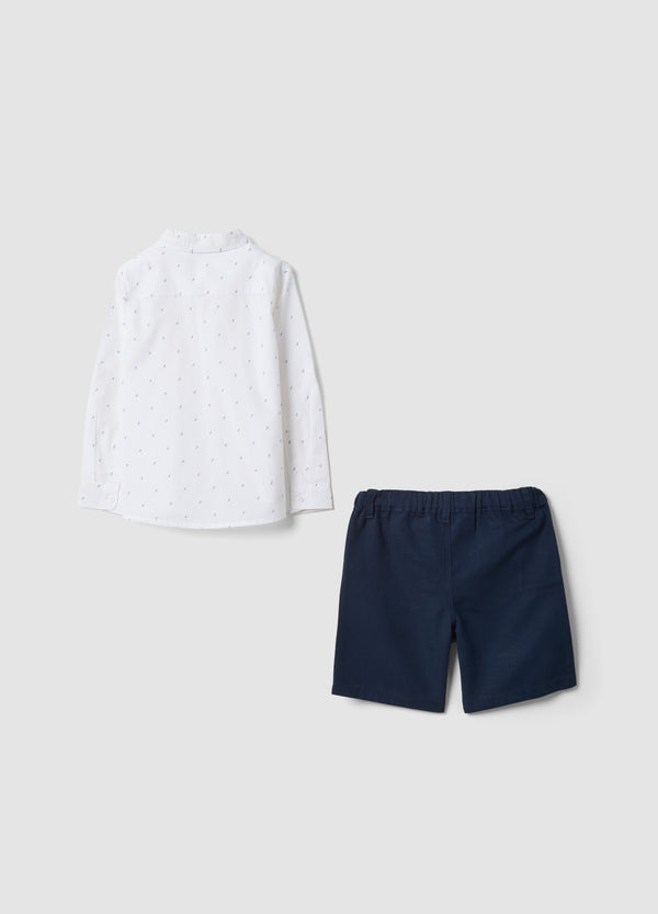 OVS Multicolour Pure Cotton Shirt And Shorts Set For Baby Boys
