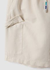 OVS White Linen-Cotton Blend Shorts With Elasticated Waist, Regular Fit