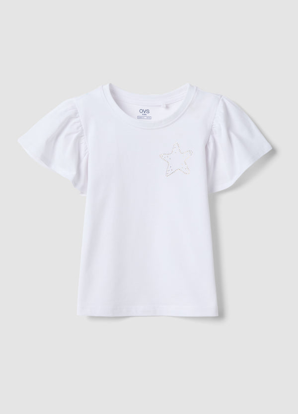 OVS Girls White Pure Cotton Regular-Fit T-Shirt With Star