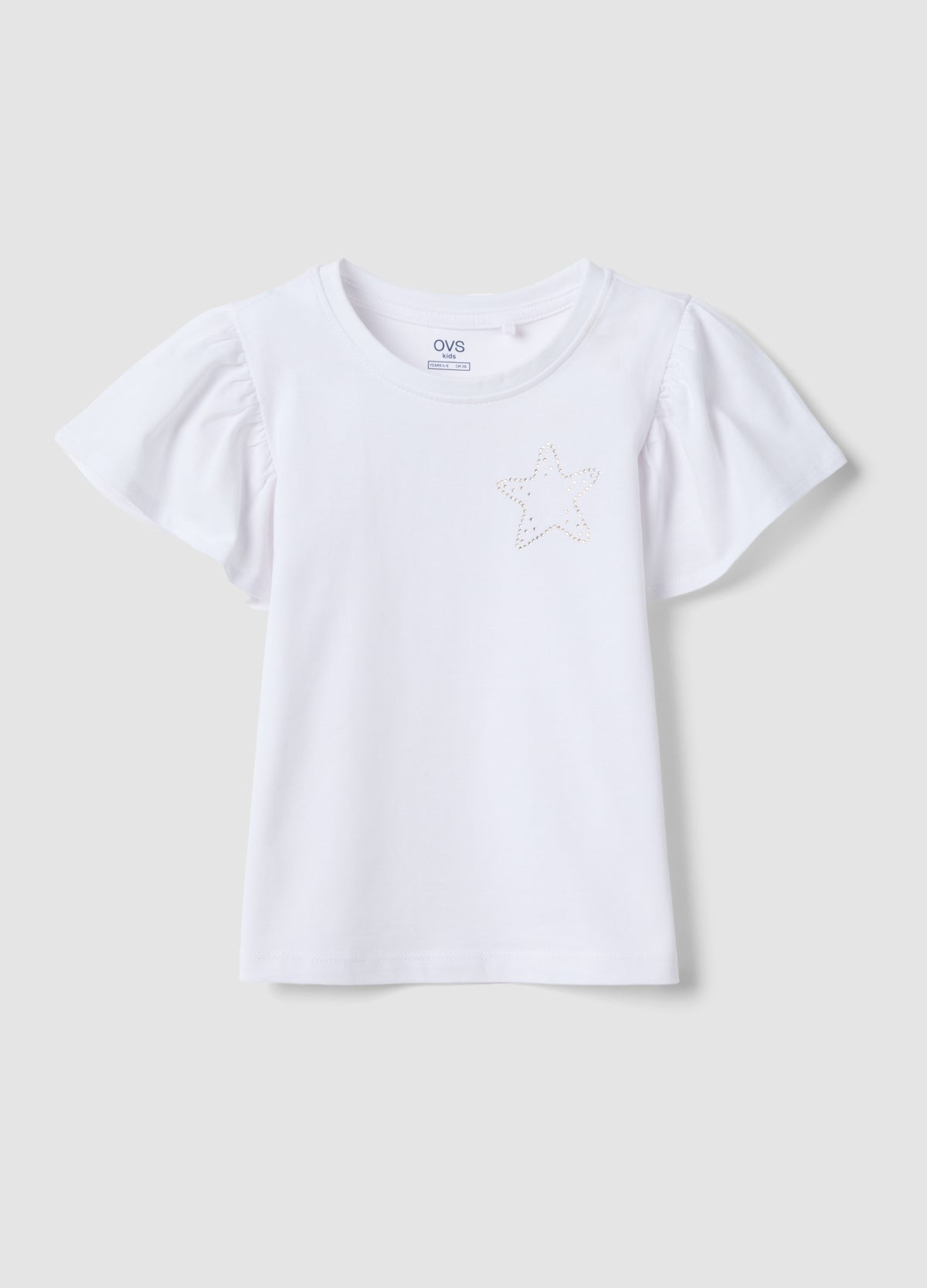 OVS Girls White Pure Cotton Regular-Fit T-Shirt With Star