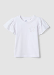 OVS Girls White Pure Cotton Regular-Fit T-Shirt With Star