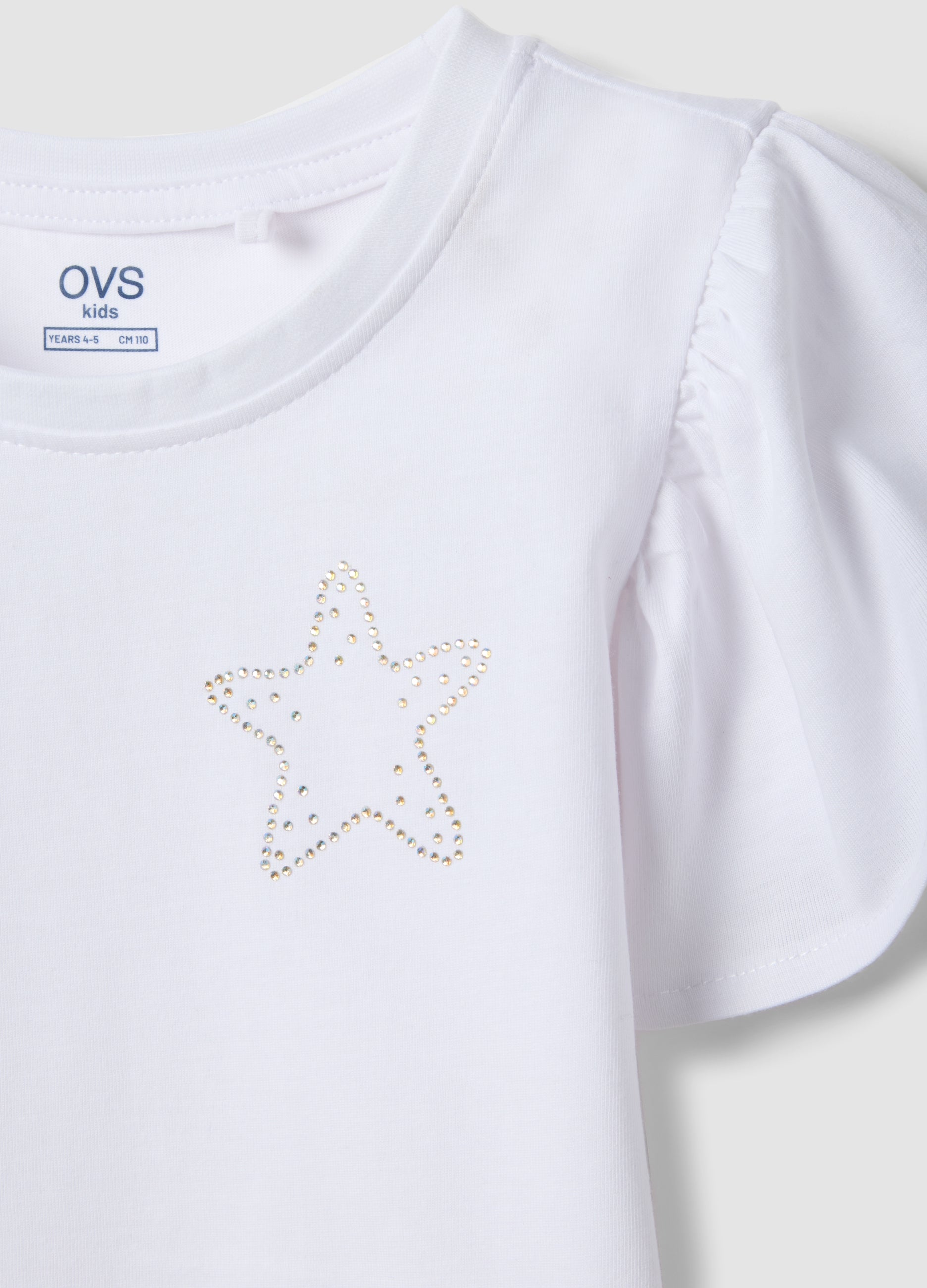 OVS Girls White Pure Cotton Regular-Fit T-Shirt With Star
