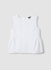 OVS White Linen-Blend Cotton Top With Ruffle Hem For Girls, Regular Fit