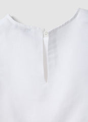 OVS White Linen-Blend Cotton Top With Ruffle Hem For Girls, Regular Fit