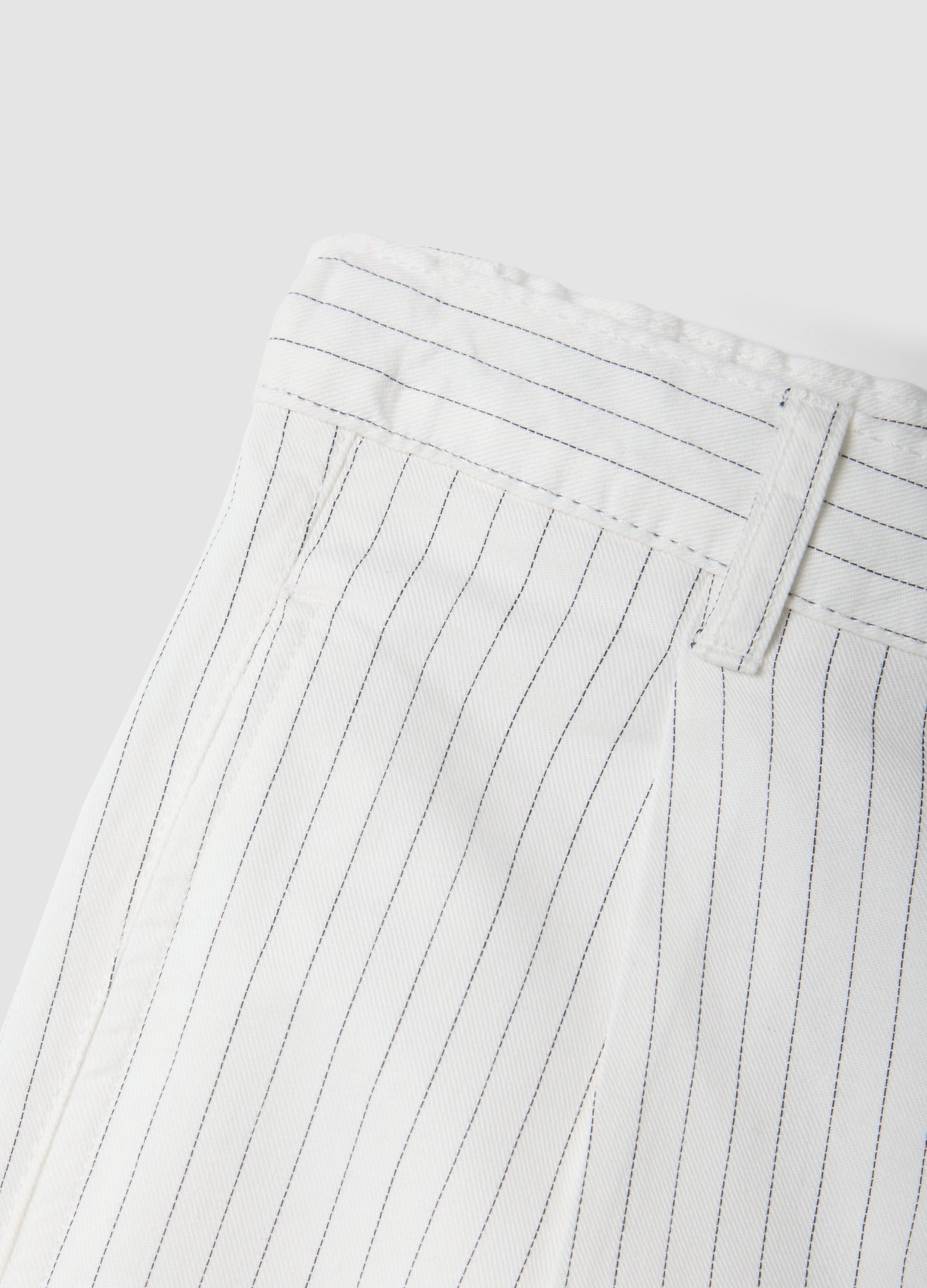 OVS Boys’ White Striped Pure Cotton Shorts, Regular Fit