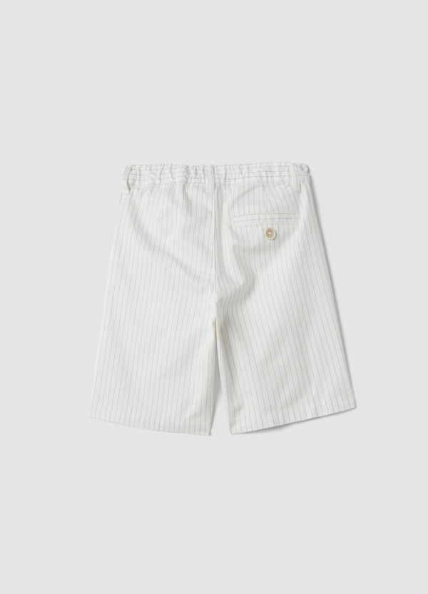 OVS Boys’ White Striped Pure Cotton Shorts, Regular Fit