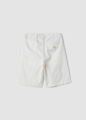 OVS Boys’ White Striped Pure Cotton Shorts, Regular Fit