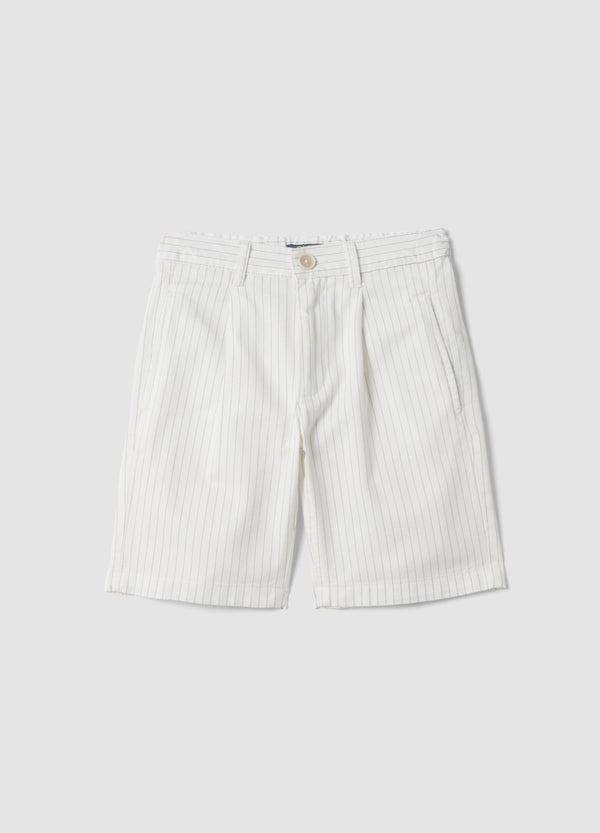 OVS Boys’ White Striped Pure Cotton Shorts, Regular Fit