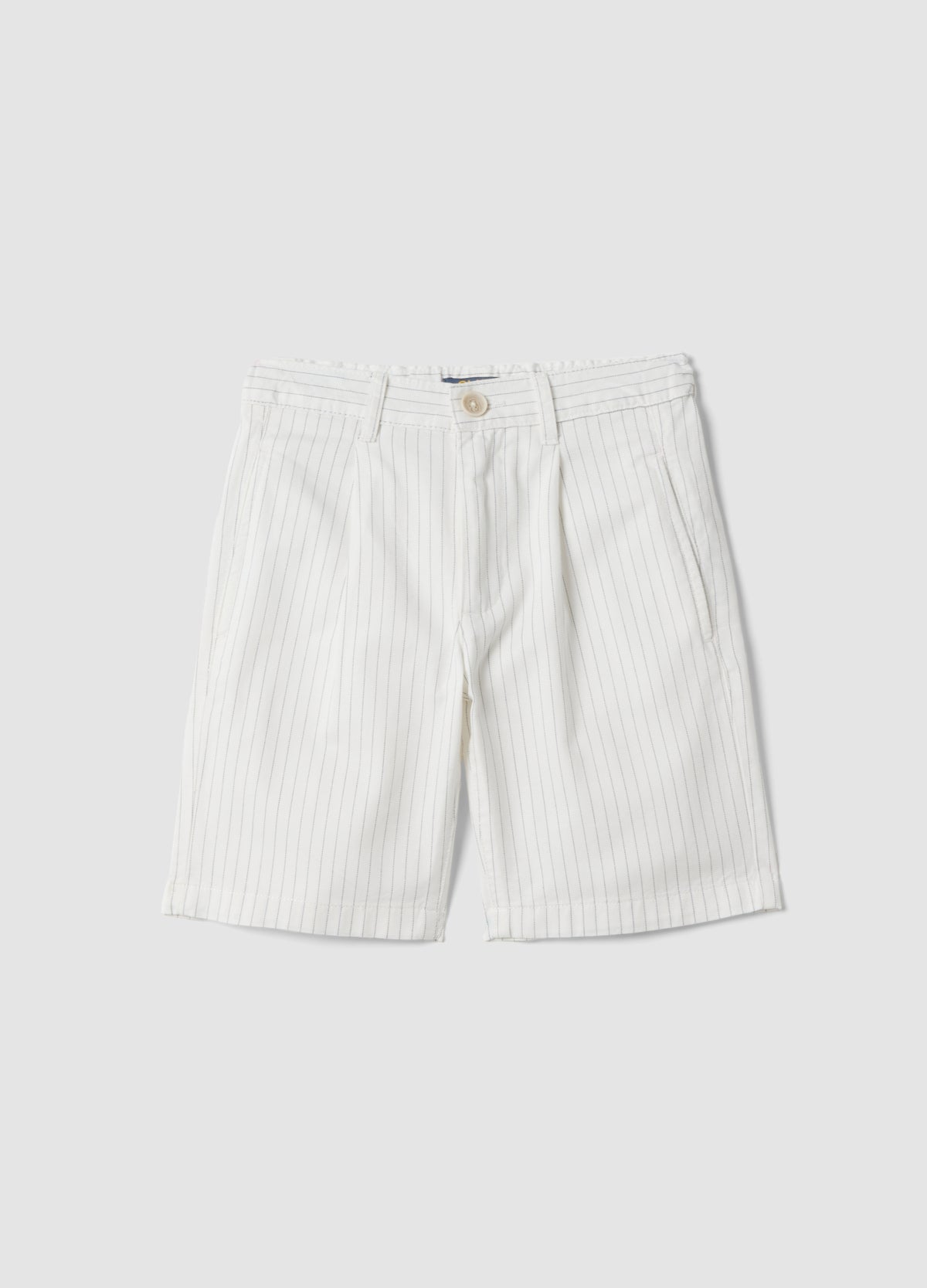 OVS Boys’ White Striped Pure Cotton Shorts, Regular Fit